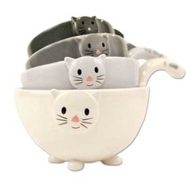 Set Of 4 Cat Measuring Cups Nesting Ceramic Bowls Cute Stackable Dishwasher Safe - £32.10 GBP