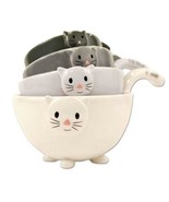 SET OF 4 CAT MEASURING CUPS Nesting Ceramic Bowls Cute Stackable Dishwas... - £31.59 GBP