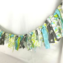 Rag Garland Fabric 36&quot; Birds Blue Grey Green 36&quot; Country Farmhouse Home ... - £11.09 GBP