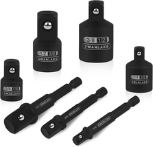 SWANLAKE 7PCS Impact Power Drill Socket-Adapter Set, Hex-Shank Socket to... - $12.44