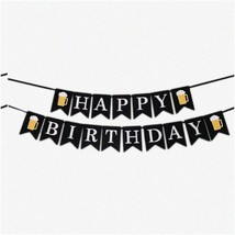 Cheers &amp; Celebrations Black Swallowtail Birthday Banner - Versatile Beer Decorat - £16.79 GBP