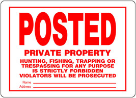 Posted Private Property No Hunting Fishing Trespassing Metal Sign Hillman 840159 - £18.63 GBP