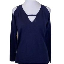 Devotion by Cyrus Womens Sweater Size Small Navy Blue Cold Shoulder Cuto... - £18.15 GBP