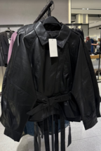 ZARA BNWT 2025. BLACK FAUX LEATHER PEPLUM JACKET BLAZER OVERSIZE. 4749/7... - $107.35