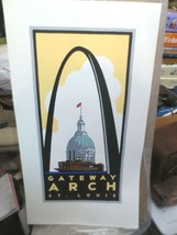 Gateway Arch St. Louis MO Art Poster 38 x 21 Courthouse building Riverboat - £37.45 GBP