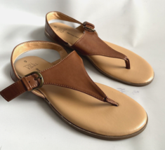 Time and Tru Brown Flat Sandals Memory Foam Women&#39;s Size 6 M - £14.65 GBP