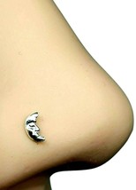 Nose Stud Classic Crescent Moon Ball End 22g (0.6mm) Sterling Silver Moon Stud - £3.93 GBP