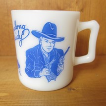 Vintage 1950s Hopalong Cassidy Milk Glass Mug Cup Western Hazel Atlas, Blue - £23.59 GBP