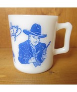 Vintage 1950s Hopalong Cassidy Milk Glass Mug Cup Western Hazel Atlas, Blue - £23.94 GBP