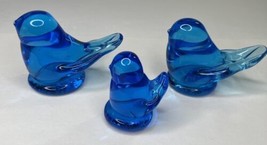 Vintage Leo Ward Bluebirds of Happiness Art Glass Signed 1991 1992 1994 LotOf 3 - £17.77 GBP
