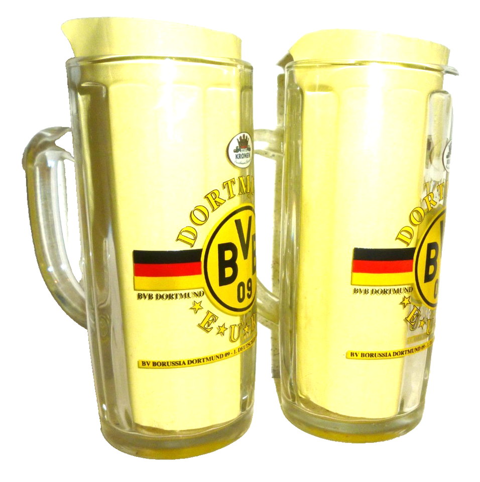 2 Kronen BVB Borussia Dortmund Soccer Champions 1966 German Beer Glass Seidels Item image 3