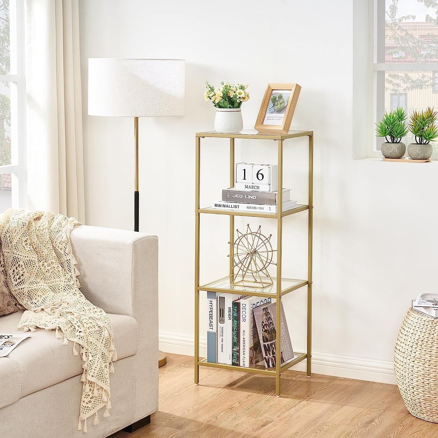 4 Tier Bookcase Storage Bookshelf Open Display Stand Rack Organizer ...