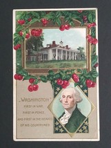 George Washington Mount Vernon Cherries Patriotic Gold Embossed Postcard... - $9.99