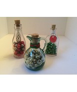  Vintage Glass Bottle Christmas Holiday Table Shelf Home Decor - £15.84 GBP