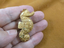 (Y-SEAH-554) little tan Jasper Seahorse sea GEM gemstone carving aquarium horse - £11.01 GBP