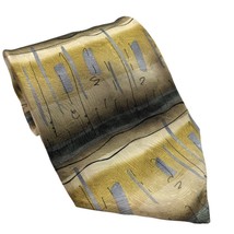 J. Garcia Lava Collection Thirty-Two Gold Gray Geometric Novelty Silk Ne... - $14.55