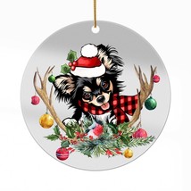 Cute Husky Dog Antlers Reindeer Christmas Ornament Acrylic Gift Tree Decor - £13.14 GBP