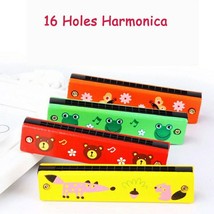 Wooden Harmonica Musical Montessori Educational Instrumental Colorful Wind Toy - £7.72 GBP