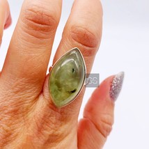 Prehnite Ring, Solid 925 Sterling Silver, Huge Marquise Prehnite Ring Women Ring - £61.93 GBP