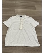 ME&amp;EM Short Sleeve White Cotton Ruffle Front  Tee Size US 4 UK 8 - €33,76 EUR