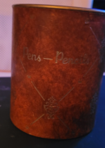 Vintage Desktop Pen Pencil Holder Metal Wrapped Teacher Lawyer Doctor Co... - $21.15 CAD