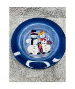 Tabletops Blue Hand Painted Snow Couple Pasta Rim Ceramic Plate 14.75&quot; L... - £17.71 GBP