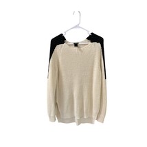 Ann Taylor Womens Size XL Chunky Knit Sweater Pullover Colorblack Tan Black Hi L - £14.30 GBP