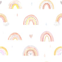 Unigoos Watercolor Rainbow Peel And Stick Wallpaper Cute Removable Wall Paper - £28.37 GBP