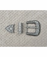 Vintage NOS -- Western 3 piece Gun Metal Gray Belt BUCKLE SET --3D Buckl... - €16,51 EUR