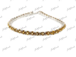 Citrine Délicat Bracelet 3 MM Rond Tennis Citrine Bracelet Citrine Mininalist - £62.94 GBP+