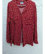 Theo Miles Vintage 80s Red &amp; Gold Long Sleeved Blouse Size 12 - $338.70 MXN