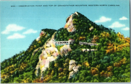 Observation Point and top of Grandfather Mountain North Carolina Postcard - £4.04 GBP