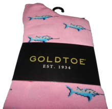 NEW MENS GOLDTOE SOCKS Pink SWORDFISH 6 - 12 1/2 Cotton Blend FISHING - £10.05 GBP