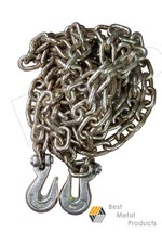 (2) 3/8&quot; x 20ft Tow Chain w/Hooks Tie Down Binder Trailer Flatbed Safety G70 147 - £112.81 GBP