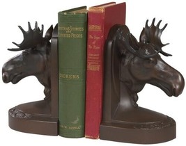 Bookends Bookend MOUNTAIN Lodge Moose Head Large Chocolate Brown Resin - £210.10 GBP