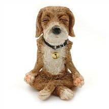 CUTE MEDITATING DOG STATUE 4.5&quot; Yoga Lotus Pose Zen Puppy Small Resin Fi... - £18.27 GBP