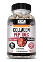 COLLAGEN PEPTIDES Types I, II, III, V, X 1200mg Pills Anti-Aging Skin Ca... - $19.99