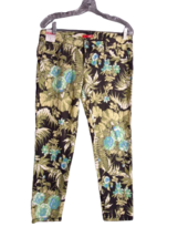 Bongo Cropped Skinny Ankle Jeans Juniors Size 9 Green/Black Floral Print New - £16.59 GBP