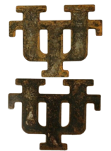 University Of Texas Rustic Steel Metal Logo Initials 4&quot; x 5 1/2&quot; Set Of 2 - £9.02 GBP