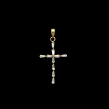 25ct Baguette Simulé Pendentif Croix Diamant 14K Jaune Plaqué Or Crucifix - £50.58 GBP