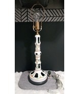 Vintage Bohemian Czech White Cut to Green 26&quot;H Glass Table Lamp  - $336.19 CAD