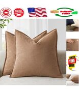 Elegant Pack of 2 Decorative Linen Throw Pillow Cases 20x20 - Soft &amp; Ver... - €36,04 EUR