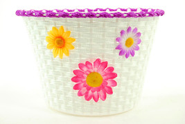 BICYCLE BASKET WITH FLOWERS, White/Pink/Purple - $36.09