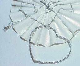 Huge Heart .50ct Diamond Heart Journey Necklace White Gold Retail $1899. Vintg - £720.09 GBP