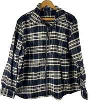 Chaps Ralph Lauren Womens Jacket 2 Full Zip Black &amp; White Plaid Flannel ... - £36.54 GBP