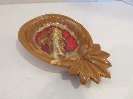 Vintage Ceramic Ashtray Gold Drip Glazed 9&quot;L 1980&#39;s - $182.10 MXN