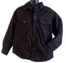 Craftsman Black Snap Work Denim Jacket Red Plaid Fleece Lined Coat Men’s Size L - £52.69 GBP