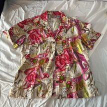 Chico's Women's Floral Print Linen Shirt Jacket Size M Multicolor - $12.67