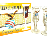 6 Fernet Branca Italian Shot Glasses in Collectors Box &amp; 1937 Advertisin... - £98.72 GBP