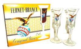 6 Fernet Branca Italian Shot Glasses in Collectors Box &amp; 1937 Advertising Poster - £99.87 GBP